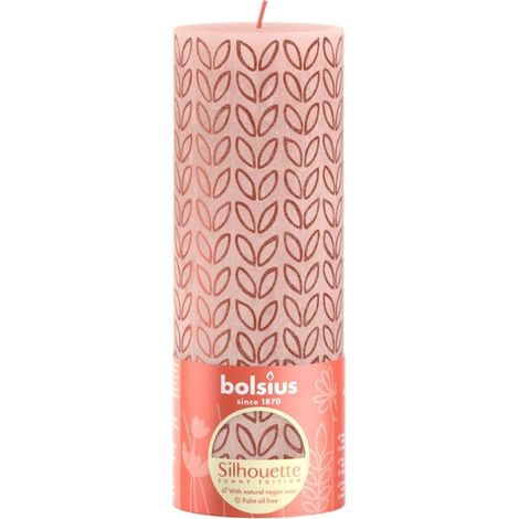 Bolsius Rustieke Stompkaars 19x6.8 cm Misty Pink met Print