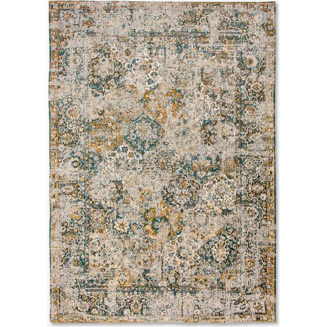 DISEÑO BAKHTIARI - ALFOMBRA CLÁSICA ANTICUARIA - Hecha en Bélgica - Acabado a Mano - Antideslizante Natural - 100% Algodón - Guardabarros - 200 x 280 CM (1/5)