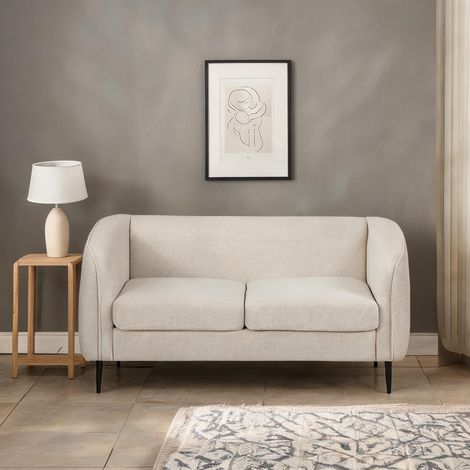 Canapé beige en velours coupé polyester 160 x 76 x 72 cm (1/5)