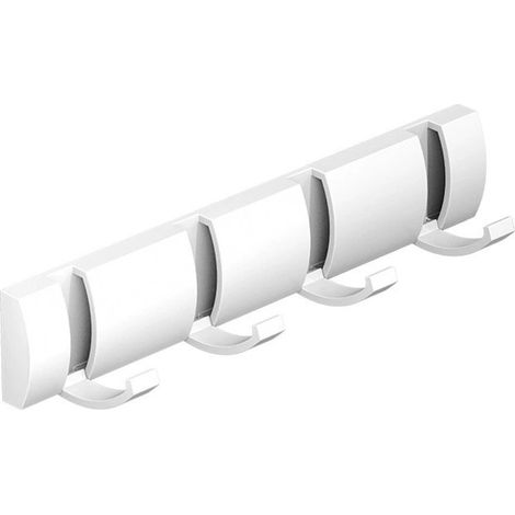 Porte-manteau mural, porte flottante, porte-manteau avec crochets extensibles, cintres gain de place en aluminium, barre de suspension pour entrée, salle de bain, chapeau, serviette - Blanc - 4 croche (1/5)
