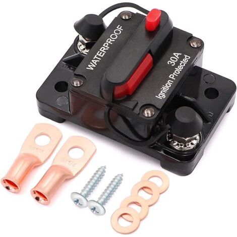 1 pièce Disjoncteur 30A avec réinitialisation manuelle pour voiture,moteurs de pêche à la traîne,bateau,ATV,protection d'alimentation manuelle pour système audio,fusible,12V-48V DC,étanche