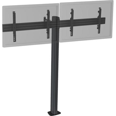 Support TV sur pied - 2 écrans 50'' - 55'' Hauteur 175cm à visser noir (1/3)