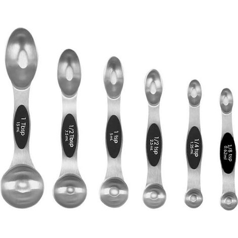 Ensemble de 6 cuillères doseuses en acier inoxydable à double tête superposée, cuillères à pâtisserie, cuillères à assaisonnement, outil de cuisine