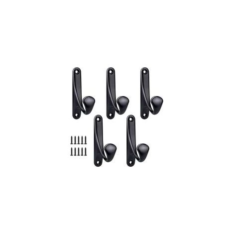 Crochet Manteau Mural a Visser, 5 Pcs Minimaliste Patère Murale Robuste en Alliage de Zinc Crochet Porte Manteau Pour porte Entrée Chambre Salle de Bain Multi-Usages Patères Vis Inclus - Noir (1/5)