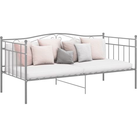 Schlafsofa Bettgestell Grau Metall 90x200 cm