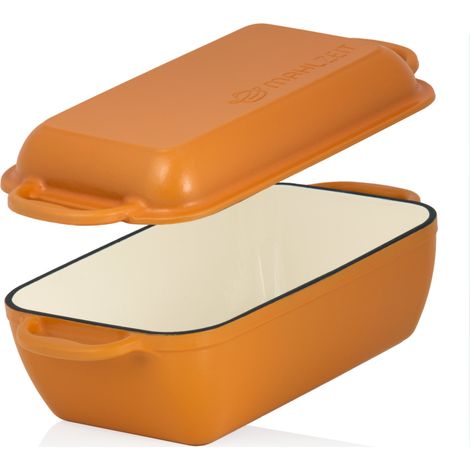 Mahlzeit Cocotte en fonte avec couvercle émaillée, 4,8 litres, Sunny Orange, cocotte 2en1 avec poêle (1/5)