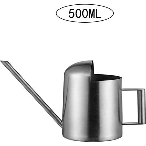 Mini arrosoir, pot de fleur en acier inoxydable, petit pot de fleur avec bec long, pour chambre d'enfant, bonsaï, plantes de jardin en pot d'intérieur, vase (argent) (1/5)