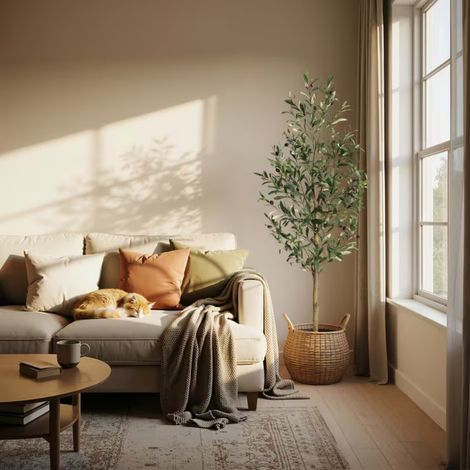 HAUSPROFI Künstlicher Olivenbaum,Große Zimmerpflanze Innendeko Außenbereich Realistische Kunstpflanze mit Ästen & Früchten Ideal Wohnzimmer Büro Geschenk,180cm