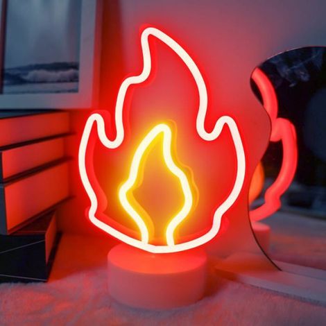 1 Lampe néon, Forme flamme, Acrylique, Interrupteur tactile, USB, Décoration chambre (1/5)