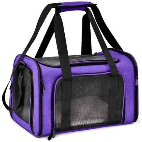 Sac pour animaux de compagnie violet petite taille 40 cm x 25 cm x 25 cm 1 sac de transport pliable pour chat et chien (1/5)