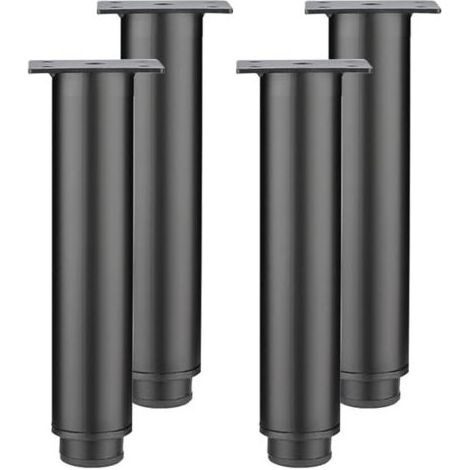 Lot de 4 pieds de meuble réglables en acier laminé à froid, pieds de table de remplacement pour armoire, canapé, pieds en métal (noir, 8 cm) (1/5)