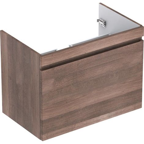 Mueble bajo lavabo para mueble Geberit Renova Plan, con un cajón y un cajón inglés: Ancho 78,8cm, Alto 58,5cm, Fondo 47,3cm, Roble / Lámina decorativa estructurada