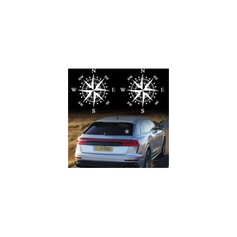 2 Pièces 16cm Boussole Autocollants pour Capot de Voiture Auto Boussole Graphiques Autocollants pour SUV Véhicules Tout-Terrain De Voiture Corps Porte Coffre Universel Étanche (Blanc)-Crezuo