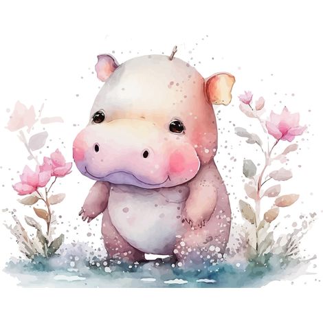 Papier peint panoramique Enfants - Hippopotame - 325 cm x 209 cm (1/2)