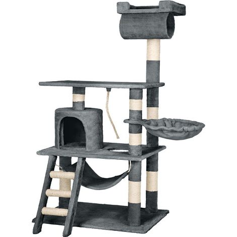 Árbol para gatos 141 cm gris 3708128