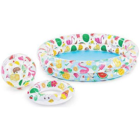 Piscine - Diamètre 122 cm - Hauteur 25 cm - Pour Enfants À Partir De 3 Ans - Vinyle Imprimé - Set Complet Avec Bouée Et Ballon (1/2)