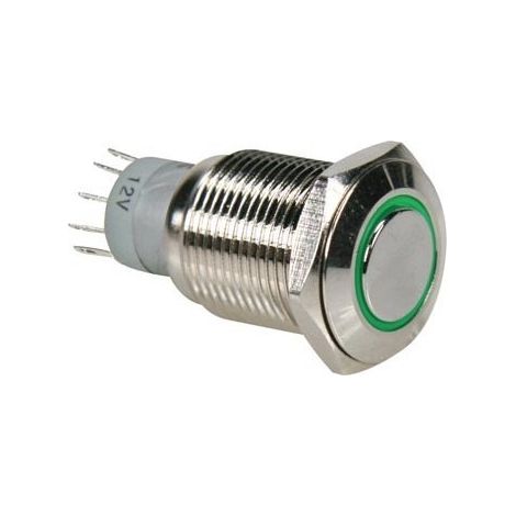 Interrupteur métallique rond spdt 1no 1nc - anneau vert