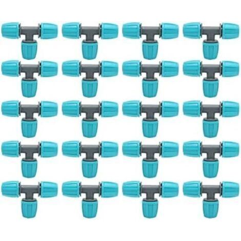 CSPARCV 20 Stück Schlauchtüllen mit Widerhaken, 16 mm Schlauchtüllen mit Widerhaken, Tropfbewässerungsarmaturen, Schlauch-T-Verbinder, 3-Wege-Adapter, Wasserrohrverbindungen (1/4)