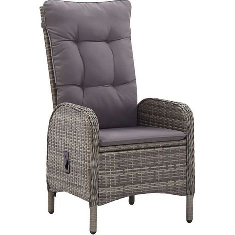 Chaise de jardin polyester et résine tressée gris Daget - Lot de 2 (1/3)