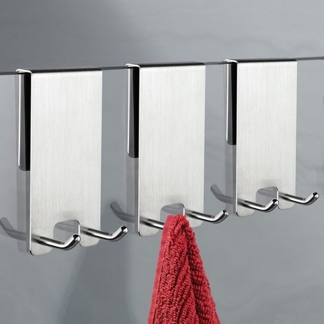 Set di tre ganci per il bagno, ganci per doccia senza foratura, portasciugamani adatto a pareti doccia in vetro. (1/5)