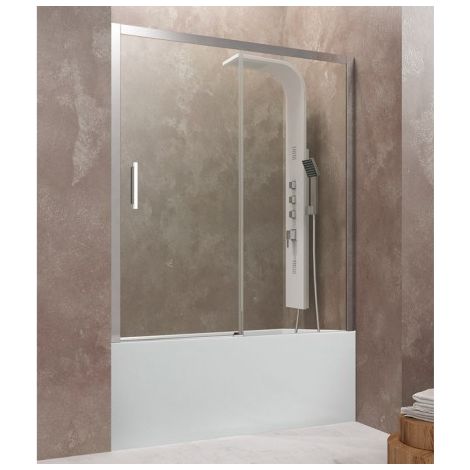 Chiusura vasca AKTUAL fisso + scorrevole, Finiture: Trasparente - Estensione: 136 - 142 cm (1/4)