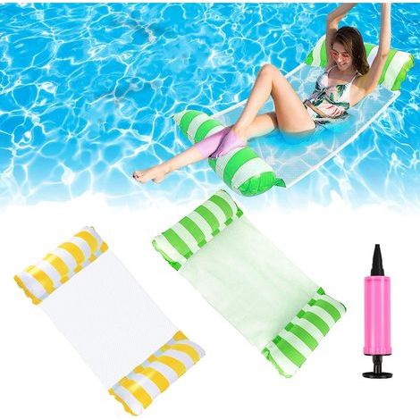 Schwimmendes Wasserbett, Pool-Hängematte, aufblasbare Hängematte, schwimmende Hängematten, aufblasbare Pool-Hängematte, faltbares aufblasbares Poolbett mit 1 Luftpumpe (1/5)