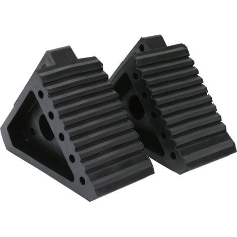 Portable rubber wheel anti-skid device triangular wooden tire backstop locator slope pad Solid Rubber Heavy Duty Black Wheel Chock 2-Pack (1/5)