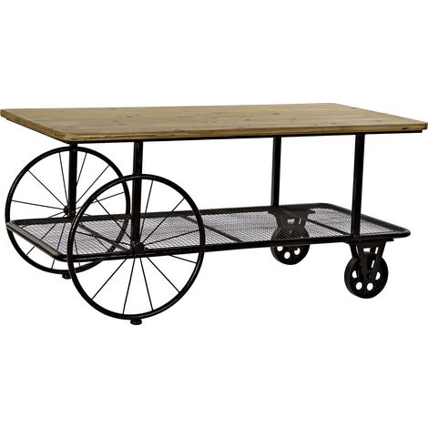 Mesa Centro Metal Abeto 112X54X52 Ruedas Negro (1/5)