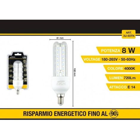 Trade Shop - LAMPADINA LED 3U E14 8 W LIGHT FREDDA 6500K NATURALE 4000K CALDA 3000K 48D 3U03T -