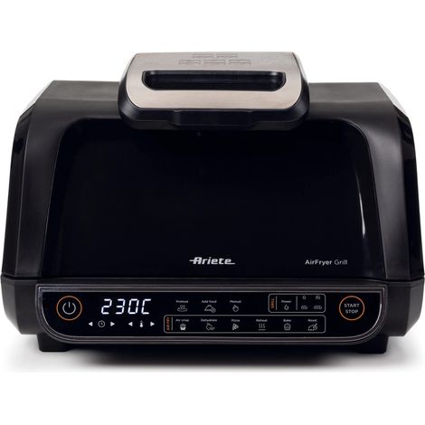 Ariete 4635 Air Fryer Grill, Air Fryer and Grill, Sartén para carne, 1700 W, Capacidad de 8 L, Freír y asar, 8 funciones de cocción, Temporizador, Color negro (1/4)