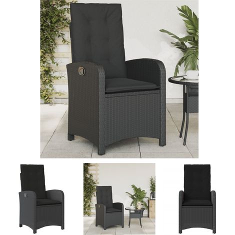 The Living Store Gartensessel Verstellbar mit Kissen Schwarz Poly Rattan - Gartenstühle (1/5)