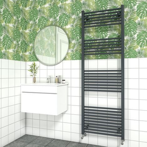 Bathroom Straight Heated Towel Rail Radiator Ladder Warmer Heating Anthracite 1800x600mm