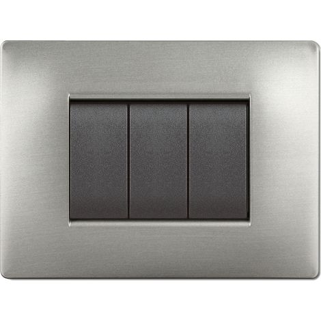 1PZ PLACCA LIFE Q MODELLO LIVING ACCIAIO SATINATO 4 POSTI