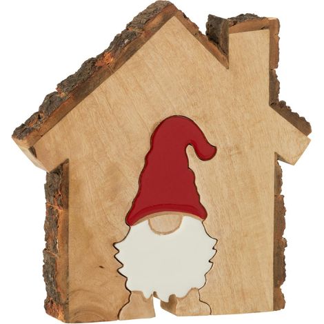 Maison Père-Noël en Bois "Écorce" 26cm Multicolore