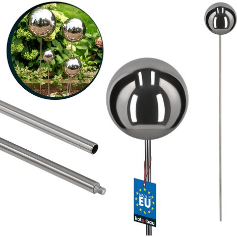Dekorative Gartenkugel auf einer Spitze, Stahl-Spiegel-Effekt, 115 cm
