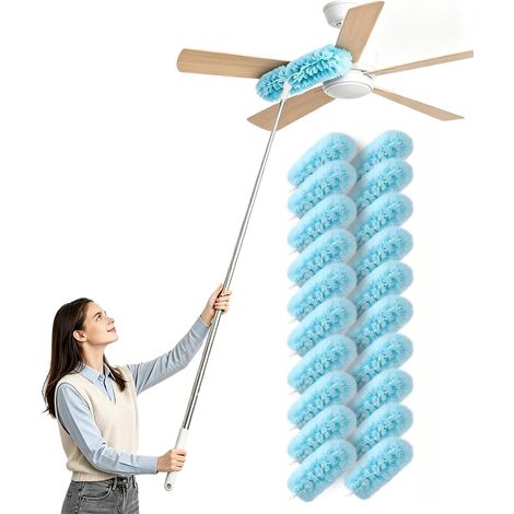 Plumeau télescopique, compatible avec Swiffer, recharge magnétique à poussière, jusqu'à 210 cm de long pour coins hauts (1/5)
