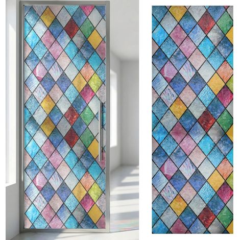 Film Adhésif Coloré pour Porte de Toilettes en PVC, Autocollant Étanche et Facile à Découper, pour Fenêtres Vitrées Lisses et Salles de Bain (1/5)