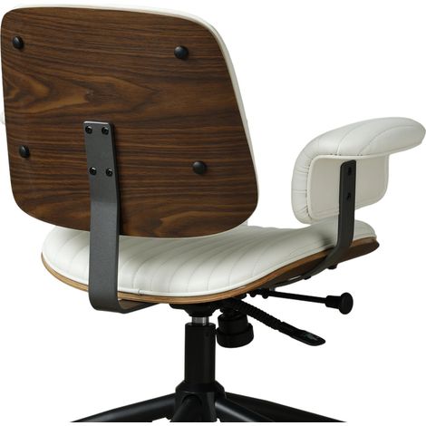 Bürostuhl 73x59x87 cm aus beigem Kunstleder und Metall, drehbar – MEUBLIV (1/5)