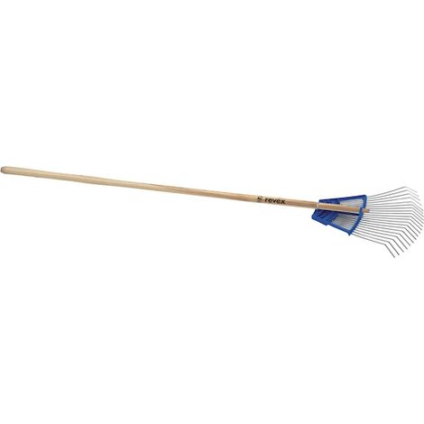 Balai à gazon bimatière 20 dents plates avec manche bois - 50 cm - REVEX