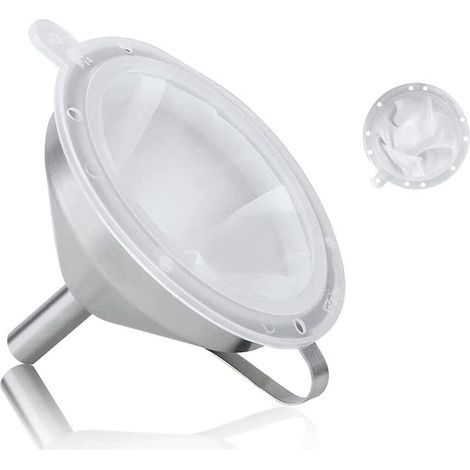 Entonnoirs en Acier Inoxydable 5 Pouces / 13 cm Entonnoir Cuisine avec Anse Filtre et Filtre 200 Mesh Pour Le Transfert des Ingrédients Liquides Jam (1/4)