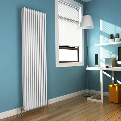 ELEGANT 1800 x 550 mm Designer Traditional White Modern Panel Radiator Vertical Rads Compatible With All Heating Systems + White Thermostatic Radiator Valves (1/5)