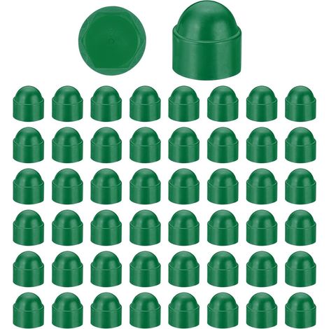 Lot de 50 couvercles de gousses hexagonales, M10 x 17 x 21 mm, vis en nylon, tête hexagonale, protection vis écrou, vert (1/5)