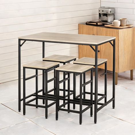 Ensemble table de bar et tabourets en métal 100 x 60 x 88 cm (1/5)