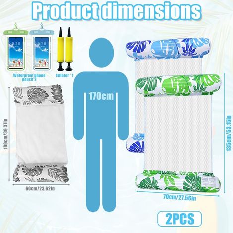 2 Pièces Bouee Piscine Adulte, XL Hamac Gonflable, Matelas Gonflable Piscine, Bouée Transat Piscin, Matelas Piscin Filet pour Les Vacances À La Plage (1/5)