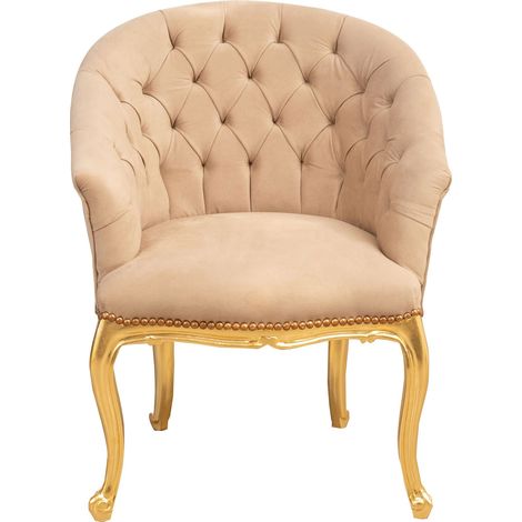 Chaise de salle à manger en bois Chaise de cuisine 71x87x63 cm Chaise longue rembourrée Fauteuil de chambre en velours baroque