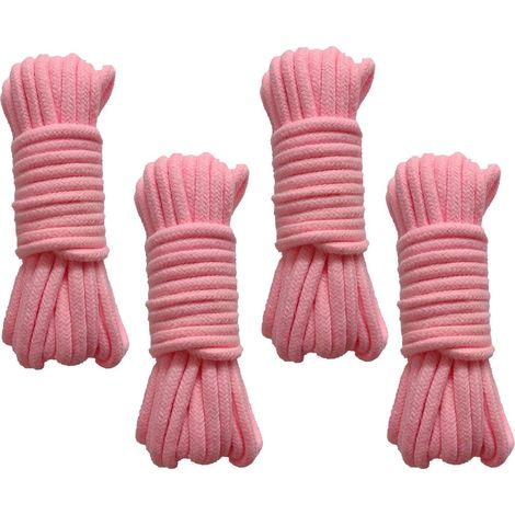Baumwollseil – 4er-Pack – 8 mm x 10 m – Stark geflochten – Camping, Garten, Heimwerken – Rosa (1/5)