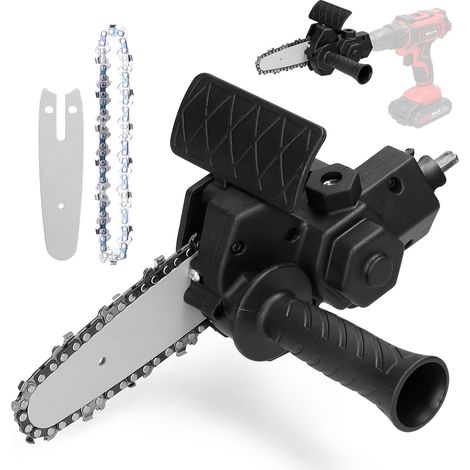 Kit pratique conversion perceuse 6-13mm en scie circulaire 4 pouces, accessoire modification, guide alliage, poignée plastique, noir, 1 convertisseur 2 plaques 2 chaînes (1/5)