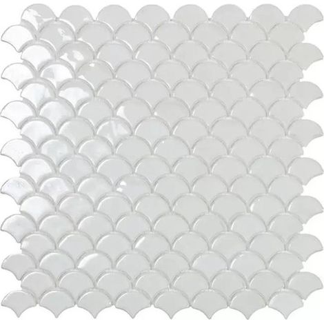 Mosaïque pâte de verre SOUL écaille 3.6x2.9cm - Mosaïque Écaille 3.6x2.9cm Blanc Brillant - boîte de 0.87 m2 - Mosaïque Écaille 3.6x2.9cm Blanc Bri -
