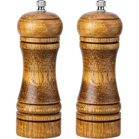 Lot de 2 moulins à poivre en bois naturel, réglables et réutilisables, cuisine – format 5 pouces
