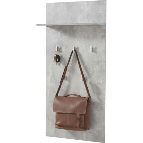 Appendiabiti Traves, set Fissaggio a Muro Incluso, 5 Ganci, Installazione a Muro, 137h cm Grigio Cemento